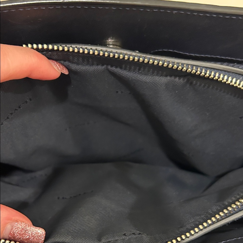 Coach (EUC) Swagger Frame Satchel in Navy Blue Crocodile-Embossed Leather - Picture 11 of 17